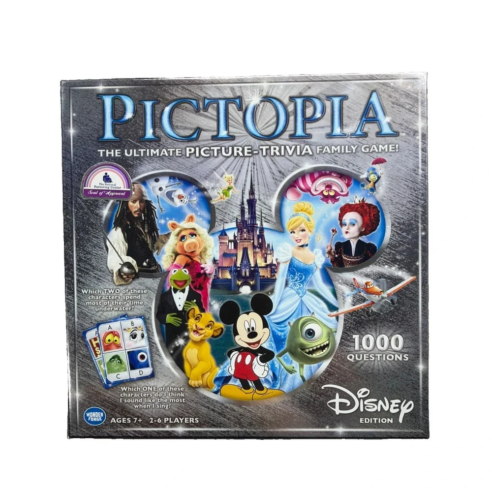 Pictopia Disney Edition Picture Trivia Board Game 1000 Questions Complete Family